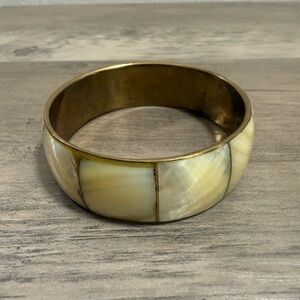 Vintage Brass Mother of Pearl Bracelet
